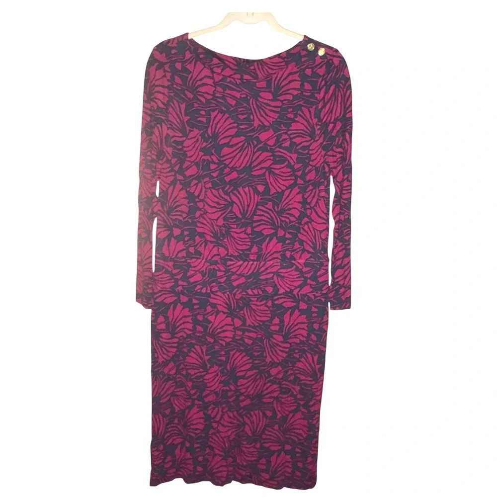 Tory Burch Etta‎ Dress in Navy and Pink sz XL NWT